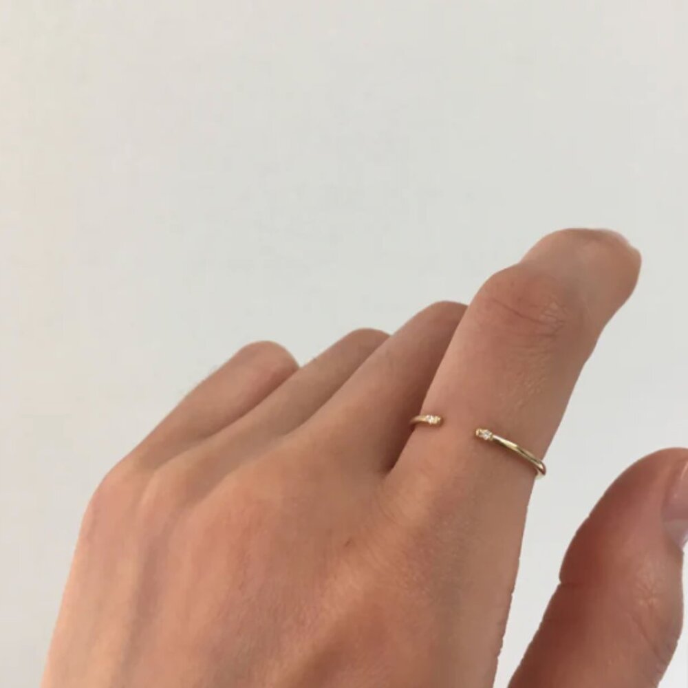 Jennie Kwon Design - 14k Gold 2 Diamond Cuff Ring - Picture 3 of 5